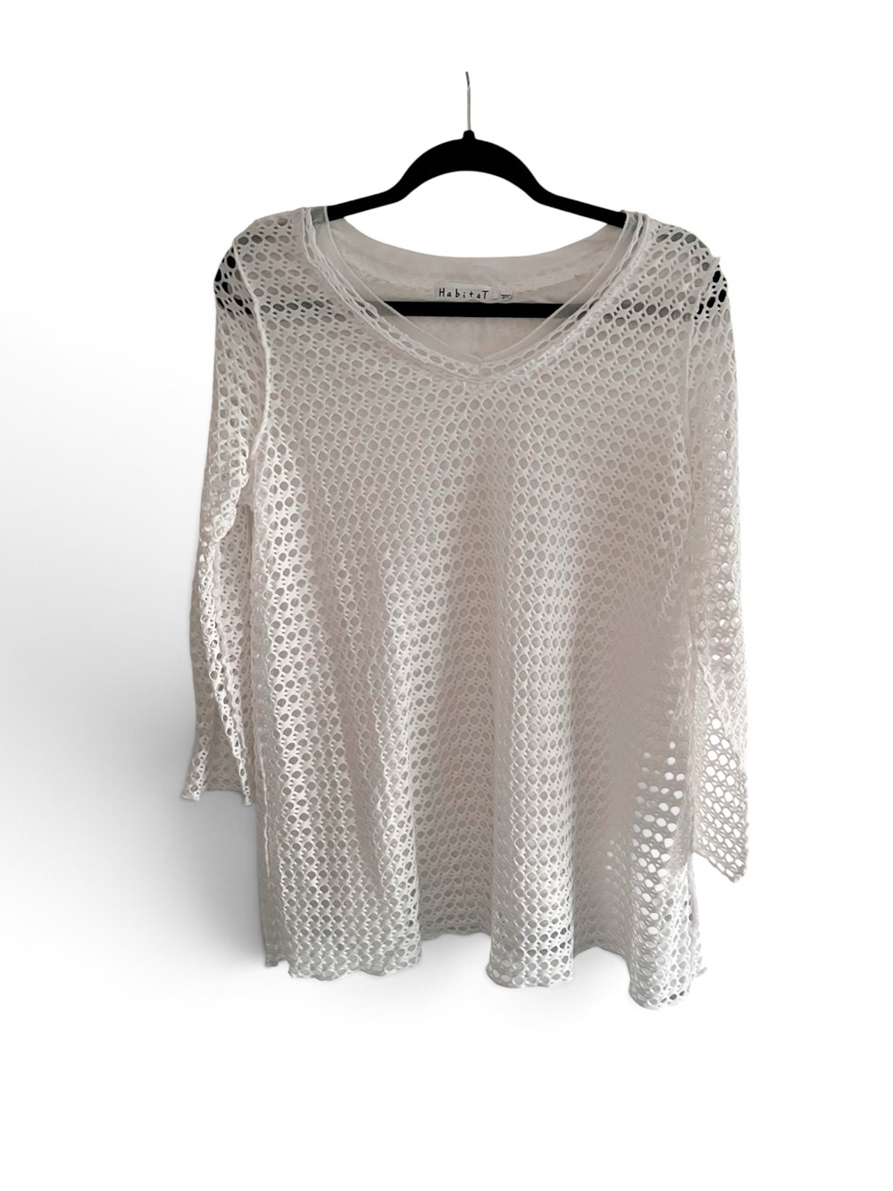 Habitat White Crochet Open-Knit V-Neck Pullover